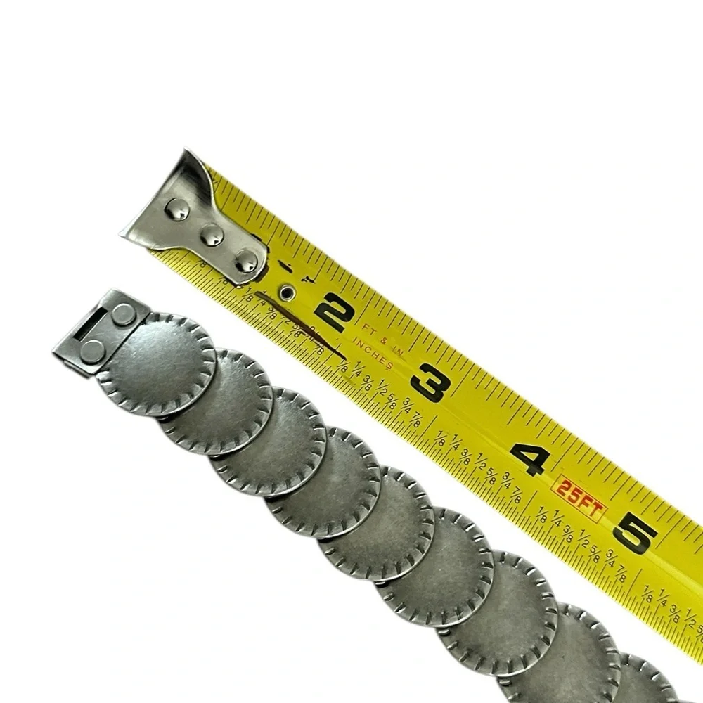 Metal Stretch Conchos Belt Hook Closure Silver Size Large / XL